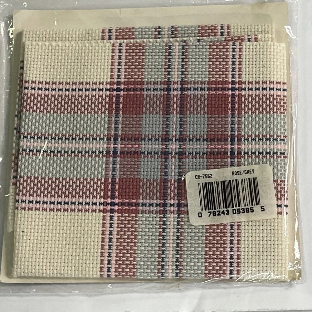 Cross Stitch Charles Craft Hopscotch Tartan Plaid 2pc Lot Fabric Aida 14ct 15x15